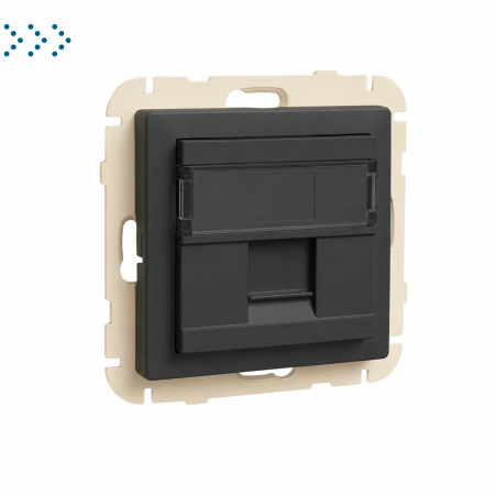 Лицевая панель с суппортом для одного коннектора RJ45, черный (50441 SPT)